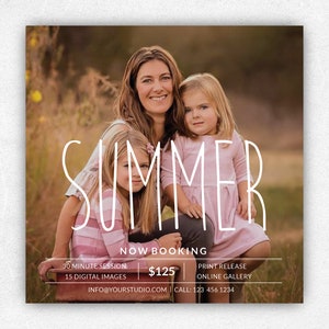 Summer mini Session Template, Mini Session Template, Photography Marketing board, Photography Marketing Template, Photoshop template, PSD