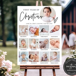 First Birthday Milestone Sign, Milestone Birthday Sign, Baby 1st Birthday Milestone Board, 1st Birthday Photo Collage Sign, Birthday Poster