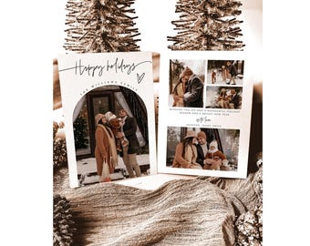 Boho Christmas Card Template, Photo Christmas Card, Arch Christmas Card, Editable Holiday Card, Minimalist Christmas Card, Boho Holiday Card