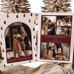 Boho Weihnachtskartenvorlage, Foto Weihnachtskarte, Bogen Weihnachtskarte, Frohe Weihnachtskarte, Bearbeitbare Weihnachtskarte, Boho Weihnachtskarte