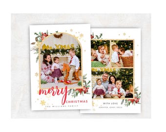 Christmas Card Template, Arch Christmas Card Template, Photo Christmas Card Template, Merry Christmas card, Merry Christmas Photo Card