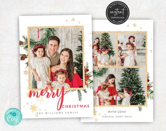 Christmas Card Template, Holiday Card Template, Photo Card Template, Merry Christmas card template, Merry Christmas Photo Card Template