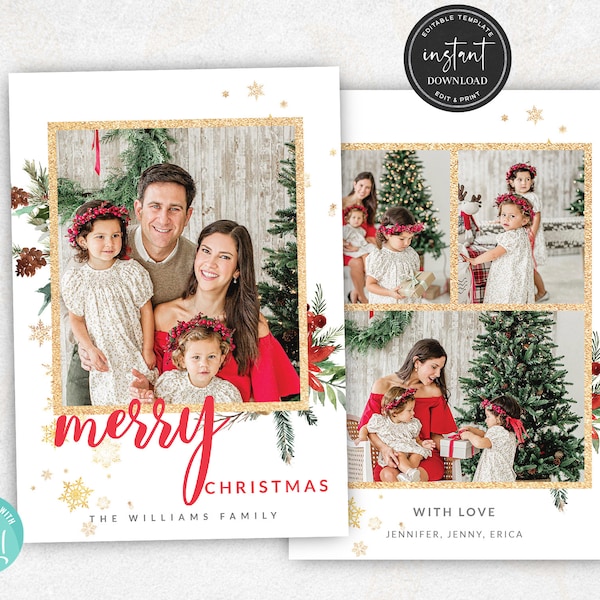 Christmas Card Template, Holiday Card Template, Photo Card Template, Merry Christmas card template, Merry Christmas Photo Card Template