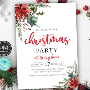 Christmas Party Invitation, Christmas Party Invite, Holiday Party Invitation, Christmas Invite, Holiday Party Invite, Christmas Invitation