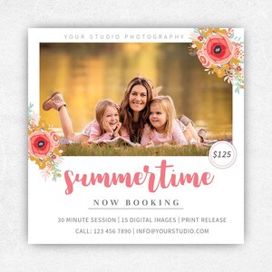 Summer Mini Session Template, Mini Session Photography Marketing Board, Summer Minis, Summertime Mini, Photography Marketing Template, PSD