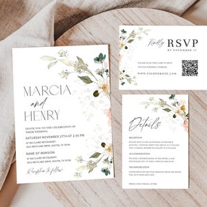 Wildflower Wedding Invitation Set, Boho Wedding Invitation Template RSVP, Wedding invitation Suite, Floral Wedding Invitation, Wedding suite