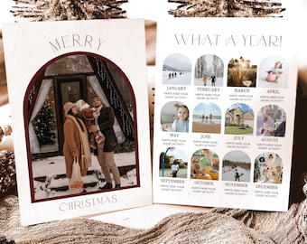 What a Year Christmas Card Template, Year in Review Christmas Card Template, What a Year Photo Collage, Holiday Photo Card Canva Template