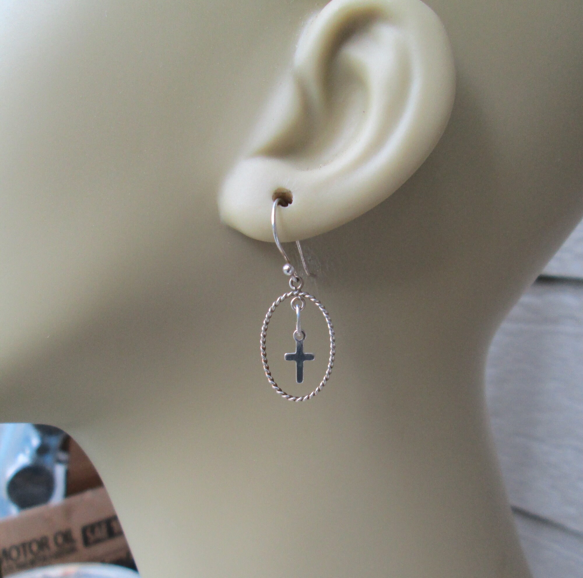 Twisted Wire Hoop Cross Earrings Etsy