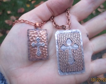 Sterling and Copper Cross Pendant necklaces