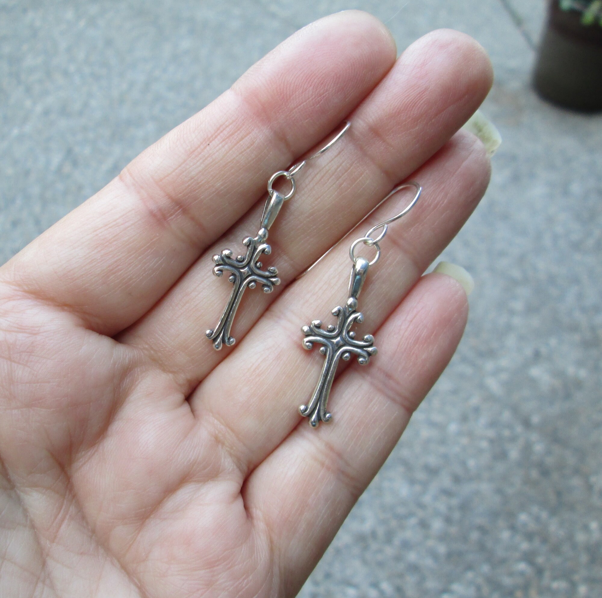 Twisted Wire Hoop Cross Earrings Etsy