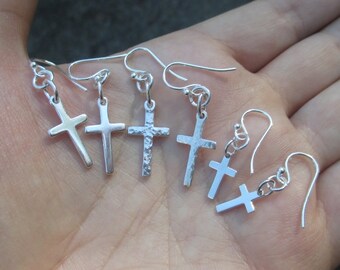 Sterling Silver Cross Earrings or Necklace