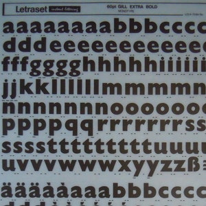 GILL SANS Extra BOLD - Transferencias de letras instantáneas Letraset (elige el tamaño de fuente)