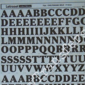 CHELTENHAM BOLD - Transferencias de letras instantáneas Letraset (elige el tamaño de fuente)