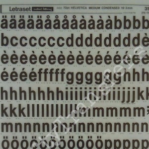 HELVETICA MEDIUM CONDENSED (72pt/48pt/42pt/36pt/28pt/20pt) Transferencias de letras instantáneas vintage de Letraset (elija el tamaño)