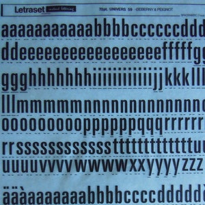 UNIVERS 59 (20pt/24pt/36pt/48pt/60pt/72pt) Transferencias de letras instantáneas para frotar en seco Letraset / Mecanorma (elija el tamaño de fuente)