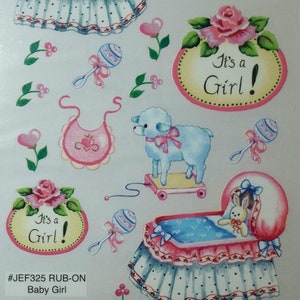ITS A GIRL! Pictures - E-Z dry rub on transfer picture transfers