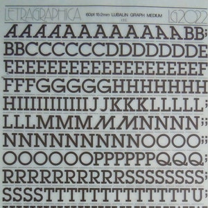 LUBALIN GRAPH MEDIUM (60pt/48pt/36pt/30pt) Transferencias de letras instantáneas Letraset de Letragraphica (elige el tamaño de fuente)