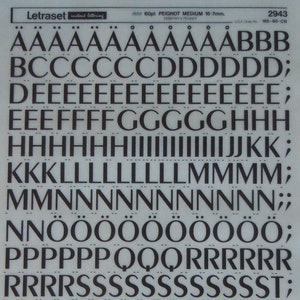 PEIGNOT MEDIUM - Transferencias de letras instantáneas Letraset (elige el tamaño de fuente)