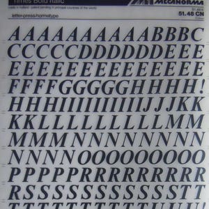 TIMES BOLD ITALIC - Transferencias de letras instantáneas Mecanorma (como Letraset) (elige el tamaño de fuente)