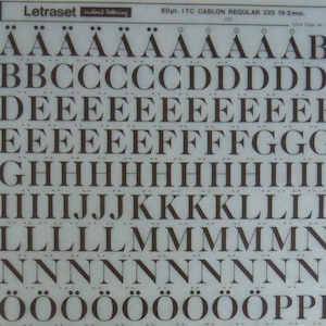 ITC CASLON Regular 223 (60pt/48pt/30pt) Transferencias de letras instantáneas vintage Letraset (elija el tamaño de fuente)