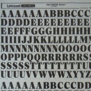 CASLON BLACK - Transferencias de letras instantáneas vintage de Letraset (elige el tamaño de fuente)