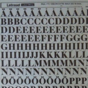 I.T.C CASLON Extra BOLD (60pt/48pt/30pt) Transferencias de letras instantáneas Letraset (elija el tamaño de fuente)