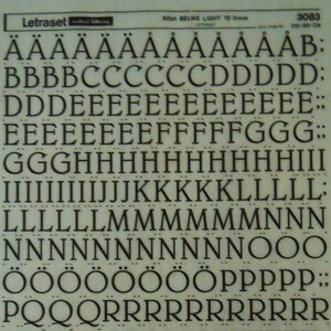 BELWE LIGHT (30pt - 60pt) Transferencias de letras instantáneas Letraset (elija el tamaño de fuente)