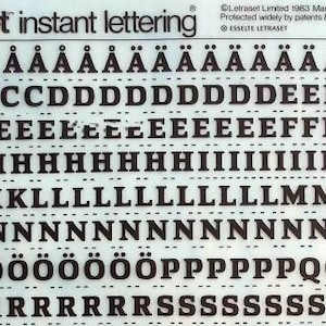 PROTEUS EXTRA BOLD (36pt) Transferencias de letras y números vintage para frotar con Letraset