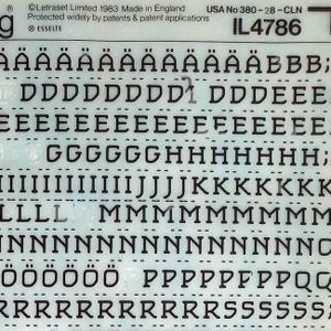 OBLIQ MEDIUM (28pt) Transferencias de letras y números vintage para frotar con Letraset