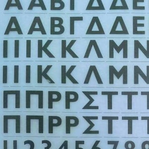 Alfabeto GRIEGO - Transferencias de letras y números vintage de Letraset / Mecanorma (elige el tamaño de fuente)