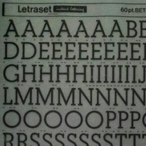 BETON MEDIUM (60pt/48pt/36pt/24pt/20pt) Transferencias de letras y números para frotar con Letraset (elija el tamaño de fuente)