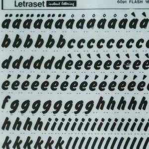 FLASH (60pt/36pt/30pt/24pt/20pt) Transferencias de letras y números para frotar con Letraset (elija el tamaño de fuente)