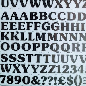 SOUVENIR BOLD (72pt/60pt/48pt/36pt/24pt) Transferencias de letras/números para frotar con Letraset (elija el tamaño de fuente)