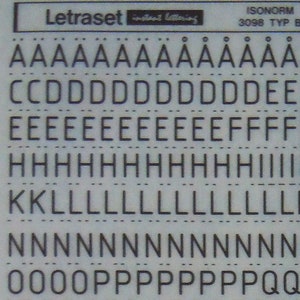 ISONORM (7 mm/5 mm) Transferencias instantáneas de letras Letraset (elija el tamaño de fuente)