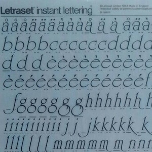 Letraset vintage cursiva universitaria (30pt - 60pt) Transferencias de letras y números (elige el tamaño)