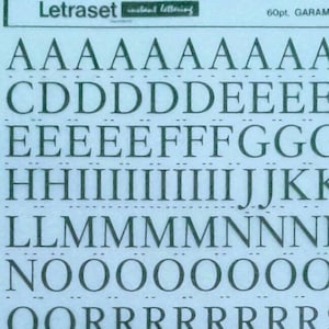 GARAMOND (60pt/30pt) Transferencias de letras y números vintage de Letraset (elige el tamaño de fuente)