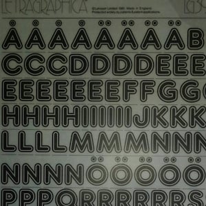 FRANKFURTER INLINE - Transferencias de letras instantáneas Letraset de Letragraphica (elige el tamaño de fuente)
