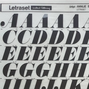 ANNLIE EXTRA BOLD Italic (30pt/42pt/60pt/84pt) Transferencias de letras/números vintage de Letraset (elija el tamaño de fuente)