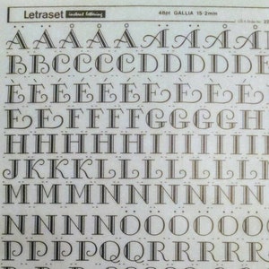 GALLIA (24pt - 48pt) Transferencias de letras y números para frotar con Letraset (elija el tamaño de fuente)