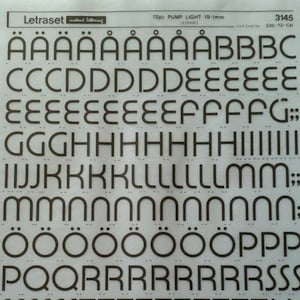 BOMBA LIGERA (72pt/48pt/36pt/30pt) Transferencias de letras/números para frotar con Letraset (elija el tamaño de fuente)