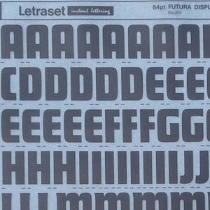 FUTURA DISPLAY (30pt) Transferencias de letras y números para frotar con Letraset (elija el tamaño de fuente)