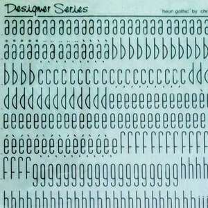 HEUN GOTHIC - Carta/número de designer Chartpak vintage com transferência a seco (ref. M486)