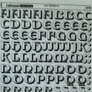TINTORETTO (72pt/42pt/36pt) Transferencias de letras instantáneas para frotar en seco Letraset (elija el tamaño de fuente)