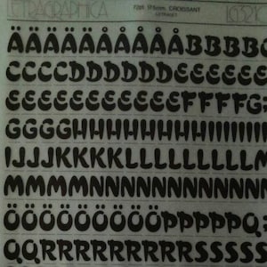 CROISSANT (72pt/54pt/42pt) Transferencias de letras instantáneas vintage Letraset Letragraphica (elige el tamaño de fuente)