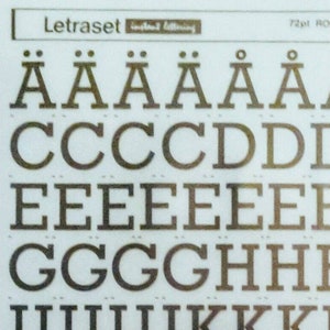 ROCKWELL 371 (72pt/60pt/48pt/36pt/24pt) Letraset frota en transferencias de letras/números (elige el tamaño de fuente)