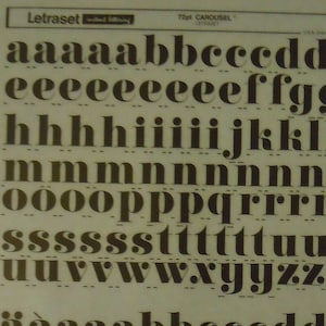 CARRUSEL (72pt/42pt/36pt/30pt) Transferencias de letras y números con efecto vintage Letraset (elige el tamaño de fuente)
