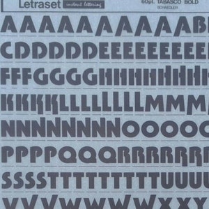 TABASCO BOLD - Transferencias de letras y números para frotar con Letraset (elige el tamaño de fuente)