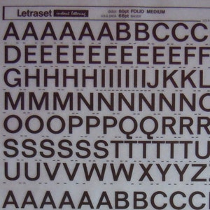 FOLIO MEDIUM - Transferencias de letras instantáneas Letraset (elija tamaño de fuente 60pt/48pt/28pt/20pt)