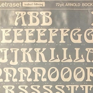 Transferencias de letras y números para frotar con tinta blanca ARNOLD BOCKLIN (36pt/72pt) Letraset