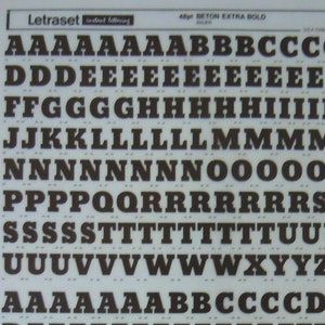 BETON EXTRA BOLD (48pt/36pt/24pt) Transferencias de letras instantáneas Letraset (elige el tamaño)